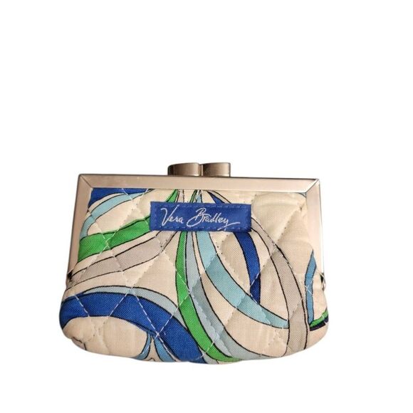 VERA BRADLEY Two 2 Kisslock Coin Purse MEDITERRANEAN WHITE Rare & Retired - Picture 2 of 10